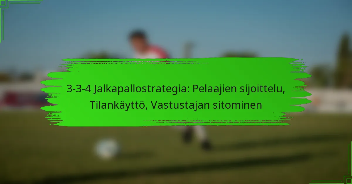 3-3-4 Jalkapallostrategia: Pelaajien sijoittelu, Tilankäyttö, Vastustajan sitominen