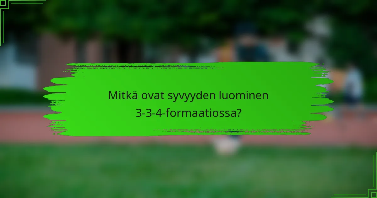 Mitkä ovat syvyyden luominen 3-3-4-formaatiossa?